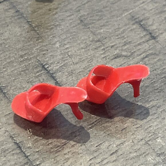 Vintage Barbie Red Helenca Swimsuit Bathing Suit Red Open Toe High Heels #850 - Picture 4 of 5
